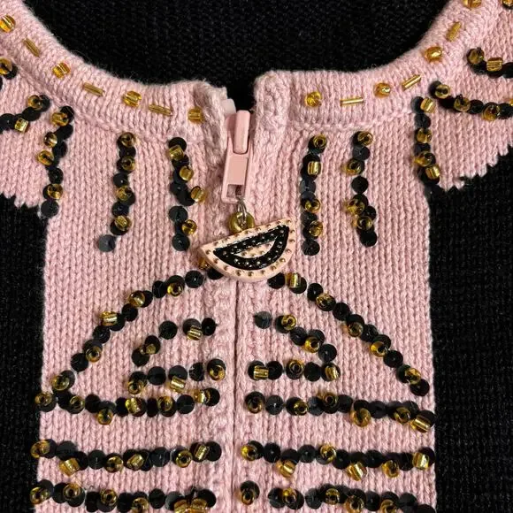 Storybook Knits Vintage Beaded Art Cardigan Jacket XS Cottagecore Boho Artwear - Picture 15 of 15